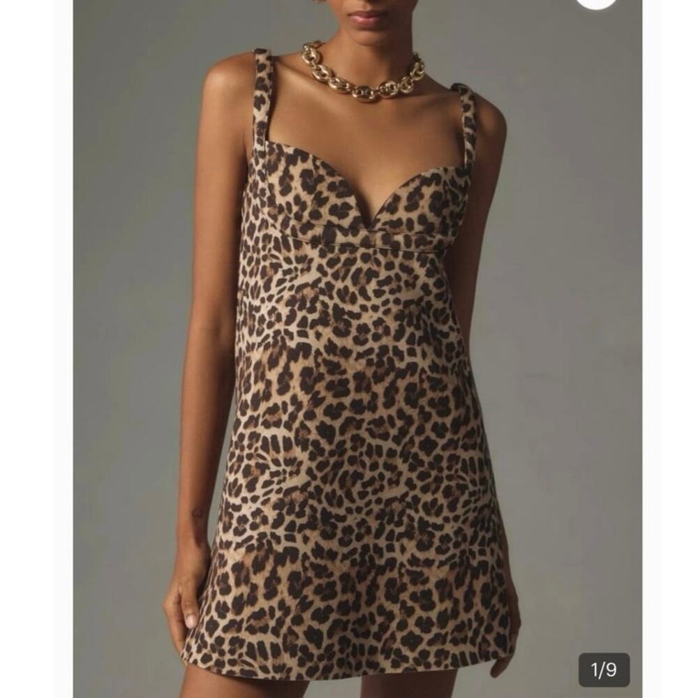 Dhruv Kapoor Anthropologie animal print scuba mini dress med leopard party